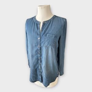 J. Jill Denim Chambray Button-Down Shirt Long Sleeve Women's sz XS Petite Preppy